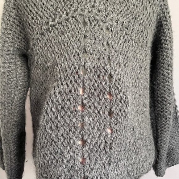 House of Harlow Gray Wool Alpaca Chunky Open Cardigan Sweater - S/M - Picture 8 of 11